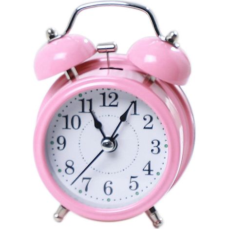 Réveil de bureau silencieux en métal à double sonnerie, adapté aux dormeurs profonds, [rose] (1/5)