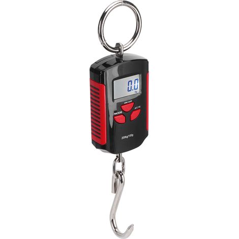 Balance électronique portable suspendue, écran LCD numérique rétroéclairé, 200 kg, avec crochet et cadre rouge. (1/5)