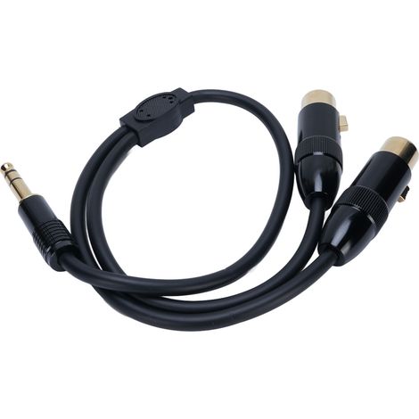 Câble répartiteur stéréo en Y double XLR femelle vers jack 6,35 mm mâle (1/4 pouce) - 48 cm (1,6 pi) - PVC - Adaptateur double XLR vers jack 6,35 mm (1/4 pouce) pour microphone et appareil photo (1/5)