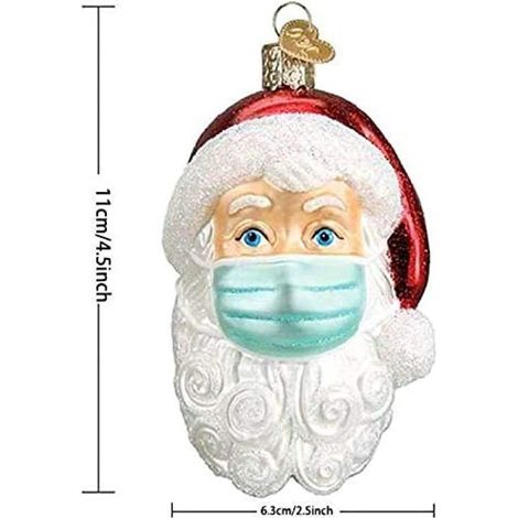Adorno De Árbol De Navidad - Adorno De Papá Noel Con Mascarilla - Resina - 11 X 6,3 Cm - 2 Unidades (1/5)
