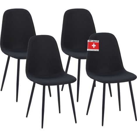 Albatros Esszimmerstuhl BARI mit Stoff Bezug, 4er Set Schwarz, stilvolles Vintage Design, belastbar mit 110Kg, Polsterstuhl - Moderner Küchenstuhl