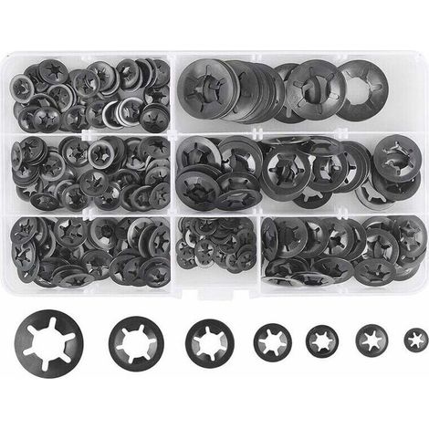 Rondelles de blocage en acier au manganèse – Lot de 280 pièces – 7 tailles M3 à M12 – Pour fixation sécurisée et rangement pratique - 7Tailles (1/5)