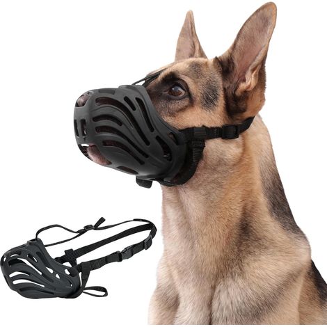 Muselière pour chiens de grande taille, panier réglable en silicone souple, pour chiens de moyenne et grande taille, pour éviter de mordre, mâcher, aboyer, permettre de boire et de (1/5)