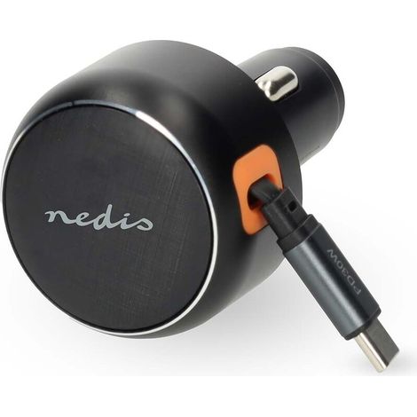 Nedis Auto-Ladegerät / 2.4 / 3.0 A / Anzahl der Ausgänge: 1 / Aufrollbares USB-C™-Kabel / 0.70 m / Automatische Spannungswahl