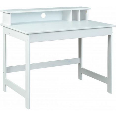 Bureau d'enfant en pin massif vernis blanc - L.110 x H.76/91 x P.69 cm -PEGANE-