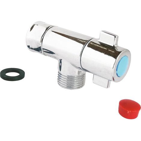 Compact Stop Valve, Chrome Plated Brass, 3/8" Nut, Male Outlet, 1/4 Turn Handle, For Washbasin (1/4)