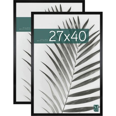 Cadre Poster de Cinéma 68,6 x 101,6 cm, Aspect Bois Noir, Bois MDF, Fixation Murale Verticale et Horizontale, Grand Cadre Photo pour Affiches de Films et Œuvres d'art Lot de 2 (1/5)