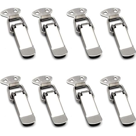 8 Pièces Fermeture a Levier Fermeture à Ressort Loquet Bascule en Acier Inoxydable Pour Coffre à Outils,Tiroir,Armoire et Coffre - Silver (1/4)