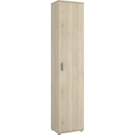 Armoire en panneaux de particules mélaminés coloris chêne naturel - Longueur 38.8 x Profondeur 35.3 x Hauteur 190.2 cm -PEGANE- (1/5)