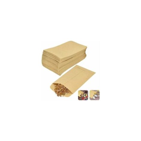 100Pcs Sacs en Papier Kraft Marron 10 x 6 cm Sac Alimentaire Pochette Kraft Graines Sachet Recyclable Sac en Kraft Papier Vintage pour Semences Bonbons Biscuits Lettres