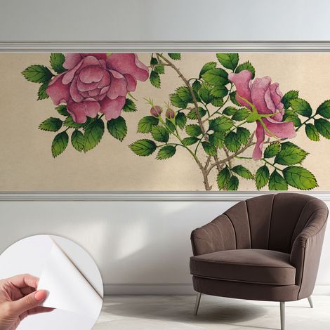 Tapete Selbstklebend - abwaschbar - Tapete mit Motiv - trendige Wanddeko - elegant Fototapete Romantische Rosen 250x104 cm (1/5)