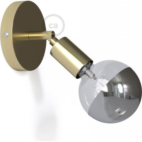 Fermaluce Metallo 90°, punto luce orientabile da parete o soffitto  Con lampadina - Ottone - Matter ON/OFF (1/5)
