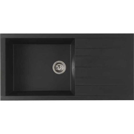 STRADOUR Evier a encastrer CUBE, en SMC NOIR PAILLETE - 06,  1 bac, dim. 100  50 cm, vidage manuel