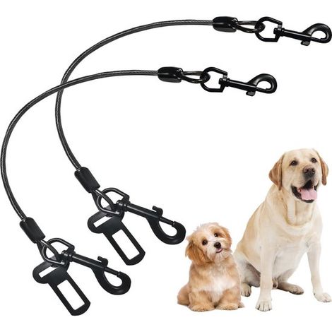 2er-Pack Sicherheitsgurte für Hundesitze, bissfestes Stahlseil für Autos, Kettengurte, Fahrzeugkabel, 70 cm