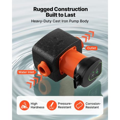 Pompe de circulation d'eau chaude, hauteur de refoulement maximale 11 m, pompe de chauffage à haut rendement 117 L/min, raccord fil… (1/5)
