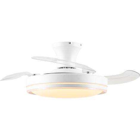 Parrot Uncle 91 cm LED Deckenventilator mit Beleuchtung, ausziehbare Flügel, 3 Farbtemperaturen, 6 Geschwindigkeiten, Multifunktionsfernbedienung, Weiß