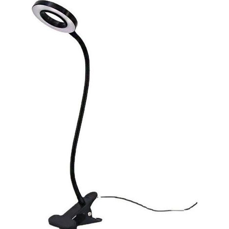 Lámpara de Escritorio con Pinza 48 LED Flexible 360°, Lámpara de Lectura Clipable, 3 Modos de Iluminación y 10 Niveles de Brillo, Lámpara LED USB para Estudio y Trabajo, Negro (1/5)