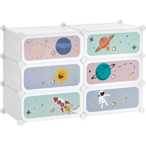Songmics – Étagère à chaussures modulable enfants – Meuble à chaussures 6 emplacements – Dimensions 43 x 31 x 105 cm – Panneaux en plastique PP – Organisateur avec portes – LPC904W01 (1/5)