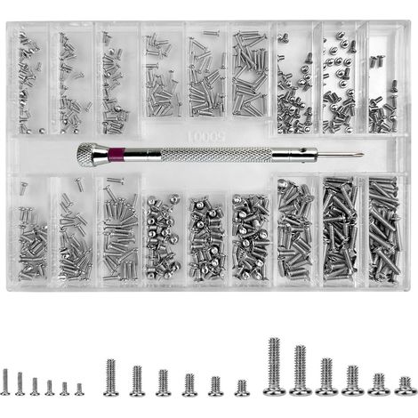 500 Pièces Kit de Vis de Réparation Minuscule Micro, avec Tournevis Cruciforme, vis à tête ronde avec Boîte Combinée, pour réparer des lunettes, des montres, des téléphones portables (1/5)