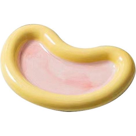 Gamelle en céramique pour chat, gamelle peu profonde pour chats d'intérieur, bol d'eau pour chat - Jaune - S (1/5)