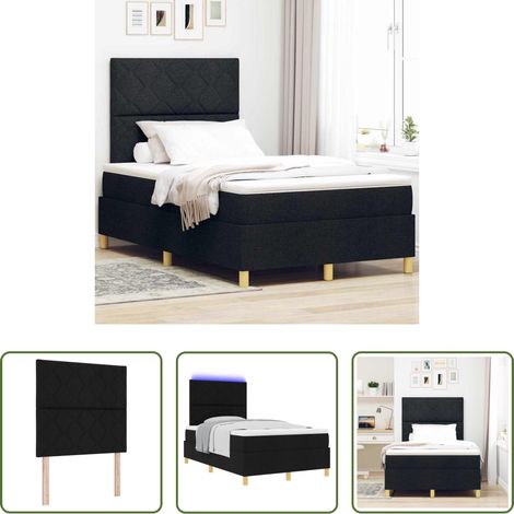 vidaXL LED Streifen - LED Boxspringbett mit Matratze Schwarz 120 x 190 cm Stoff (1/5)