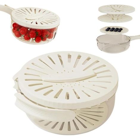 1 unit Specifications: 1 unit Color: Cream white Material: Plastic Multifunctional fruit and vegetable washing basket (1/5)