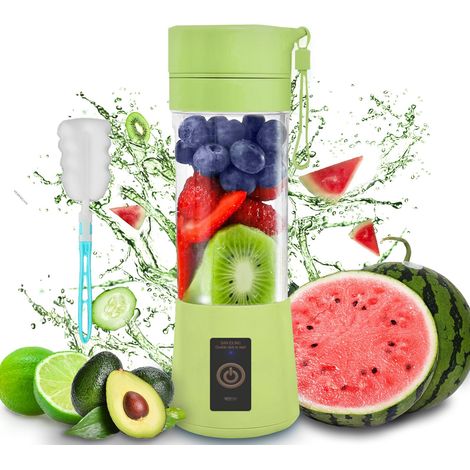 Mixeur portable, mini mixeur à smoothies, milkshakes, presse-agrumes, appareil pour aliments pour bébés, rechargeable par USB, 380 ml, six lames (1/4)