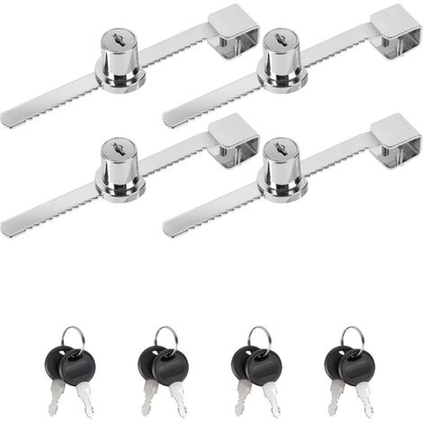 Vitrinenschloss, 4-teiliges Glastürschloss für Schiebetüren mit einer Stärke von 2 bis 8 mm, kein Bohren erforderlich, Schloss