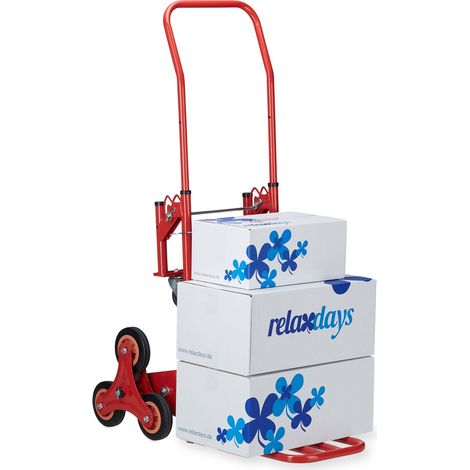 Relaxdays hand truck for up to 50 kg / 150 kg, multi-functional transport cart, 2in1, red