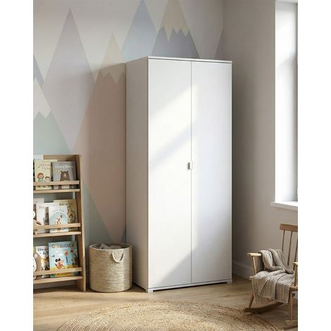 Armadio Monstera - Guardaroba moderno - 2 anta - Struttura bianca - 1 ripiano incluso - 80 x 52 x 177 cm (1/5)