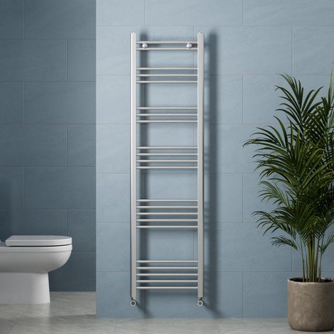 Chrome Straight Heated Towel Rail Bathroom Radiator Ladder Flat 1600 x 450mm (1/5)