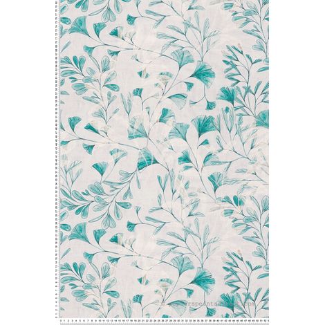 Papier peint intissé Vintage Bleu, Gris, Turquoise, Blanc - 10,05 x 0,53 m (1/5)