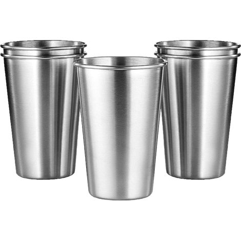 Ensemble de 5 verres en acier inoxydable, 350 ml, empilables, multifonctionnels, argentés (1/5)