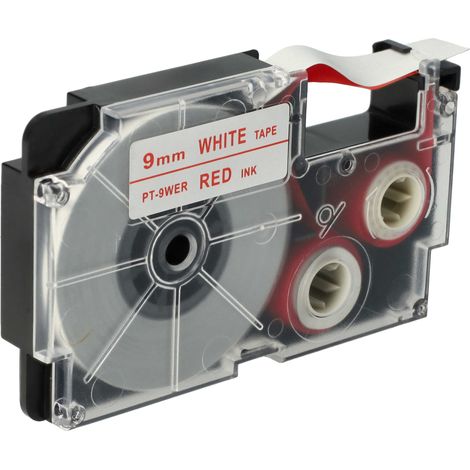 vhbw Label Tape Replacement for Casio XR-9WER1 for Label Printer 8m x 9 mm, Red on White (1/4)