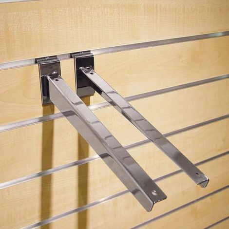 Console inclinée pour étagère – Longueur 300 mm – Acier chromé – Système d'insertion trapézoïdal – Vendu par paire – Bohnacker