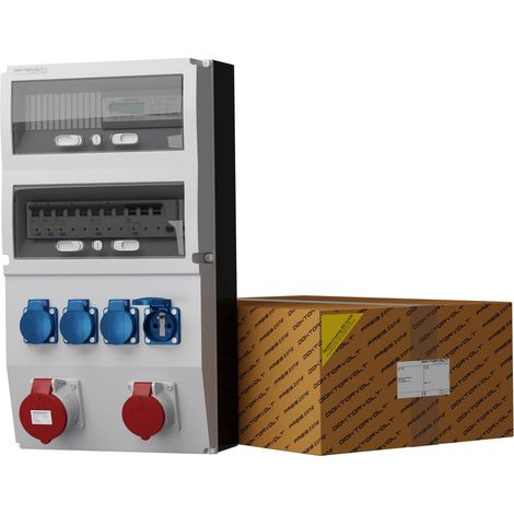 Tableau électrique de chantier avec compteur eXT-S/FI 32 A, 16 A, 4 x 230 V, prises Mennekes Doktorvolt DV-0830-F (1/4)