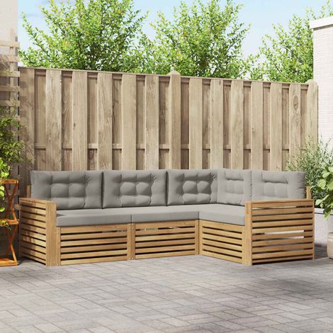 vidaXL Ensemble de canapés d'extérieur 4 pc Blanc et gris clair (1/5)