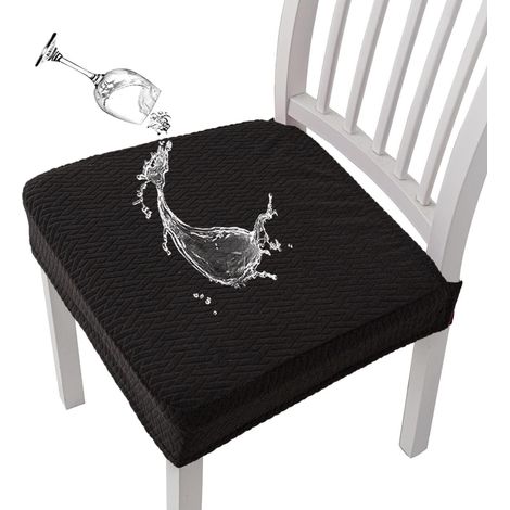 Stuhlbezüge Jacquard wasserdicht für Esszimmerstühle, 4er-Set, Schwarz (1/5)