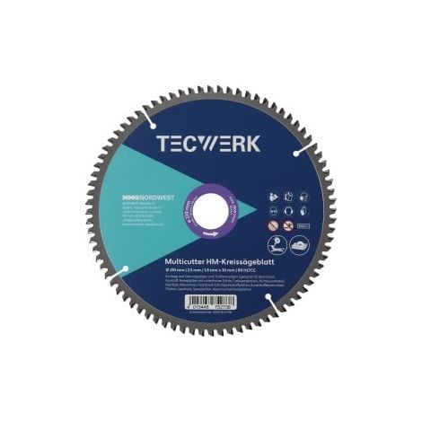 Lame de scie circulaire à onglet/table AD 210mm Z.80 HLTCG Largeur de coupe 2,5mm TECWERK (1/3)