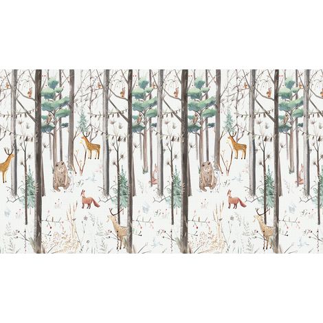 Papier peint panoramique Enfants - Animaux de la Forêt - 130 cm x 74 cm (1/2)