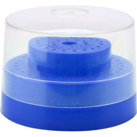 Bloc porte-fraise rond 60 alvéoles bleu, étui pour instruments dentaires (1/5)