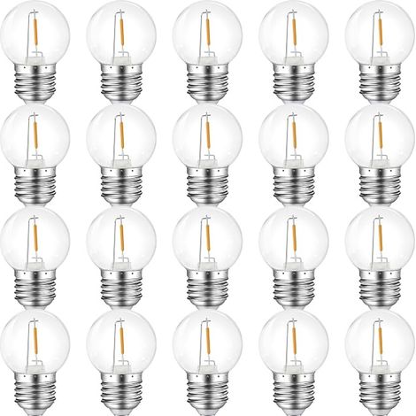 E27 Ampoule LED,E27 LED 1W Ampoules pour Guirlandes Lumineuses,E27 G45,Blanc Chaud 2700K,230V Ampoules décoratives pour Guirlandes Lumineuses d’éclairage de fête,Clair (1/5)
