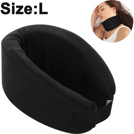 Soporte cervical para aliviar el dolor de cuello, corrector cervical de espuma para dormir, alineación y estabilización de la columna vertebral, soporte cervical unisex, L, negro (1/5)