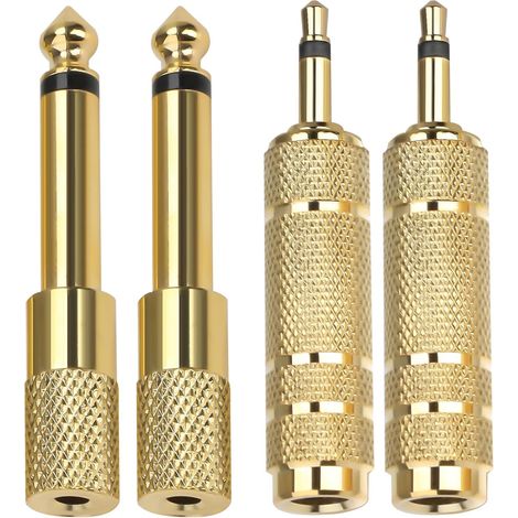 Adaptateur Audio Jack - 6,5 mm Mâle vers 3,5 mm Femelle et 3,5 mm Mâle vers 6,5 mm Femelle - Pour Casques et Instruments Audio - 4 Pièces (1/5)