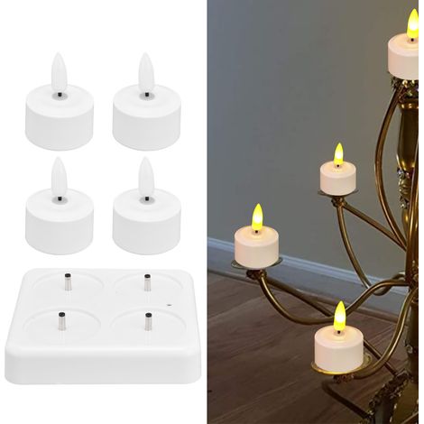 Bougie lumineuse jaune clignotante lente, rechargeable sans fil 100-240 V, en forme de balle, idéale pour les mariages, les confessions, la décoration de restaurants (norme européenne). (1/5)