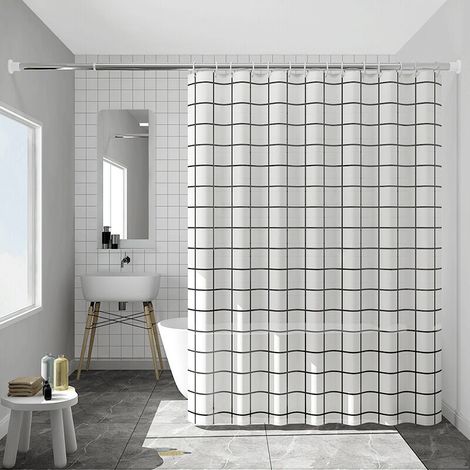 Waterproof Quick Dry Shower Curtain, 180 x 200 cm, Weighted Hem, Washable Polyester Bath Curtain with 12 Hooks (1/5)