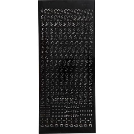 Stickers - Noir - Chiffres - 1 Planche 10x23 cm - Film aluminium - Décoration murale