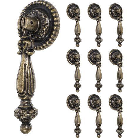 Lot de 10 poignées porte placard cuisine vintage en alliage zinc (1/5)