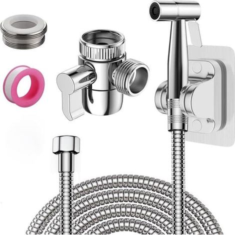 Ensemble douchette bidet, tuyau de 150 cm, pour toilettes, hygiène personnelle et nettoyage de la salle de bain.-AquaForge (1/5)