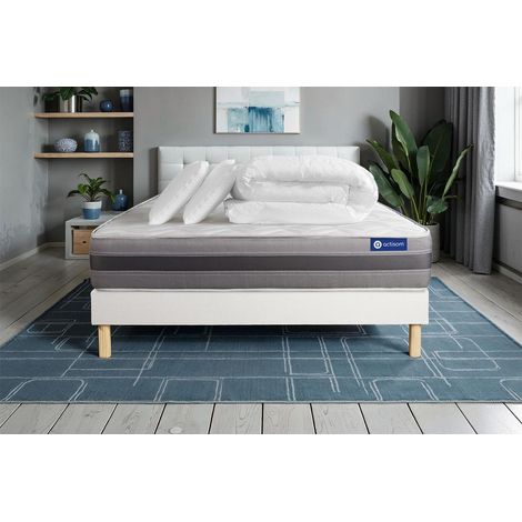 Pacchetto letto completo - Materasso 140x200cm + Box spring con doghe (kit) + 2 cuscini + Piumino - Actiflex Relax (1/5)